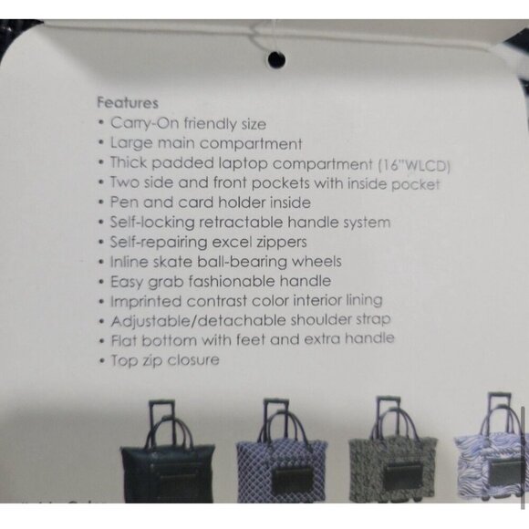 CALPAK Zanny Carry On Bag Zebra Animal Print Rolling Tote Collection Laptop NWT - Picture 7 of 8